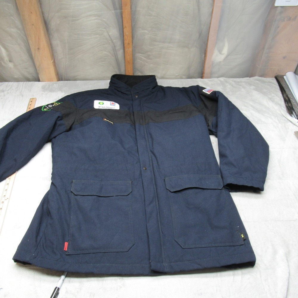 Workrite FR Jacket Mens XL Blue Insulated‎ Canvas Flame Resistant Workwear LOGO